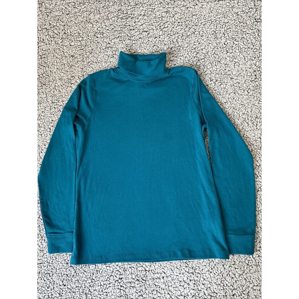 LL Bean Sz Sm Turtleneck Shirt Womens Large Turquoise Long Sleeve Gorpcore NWT